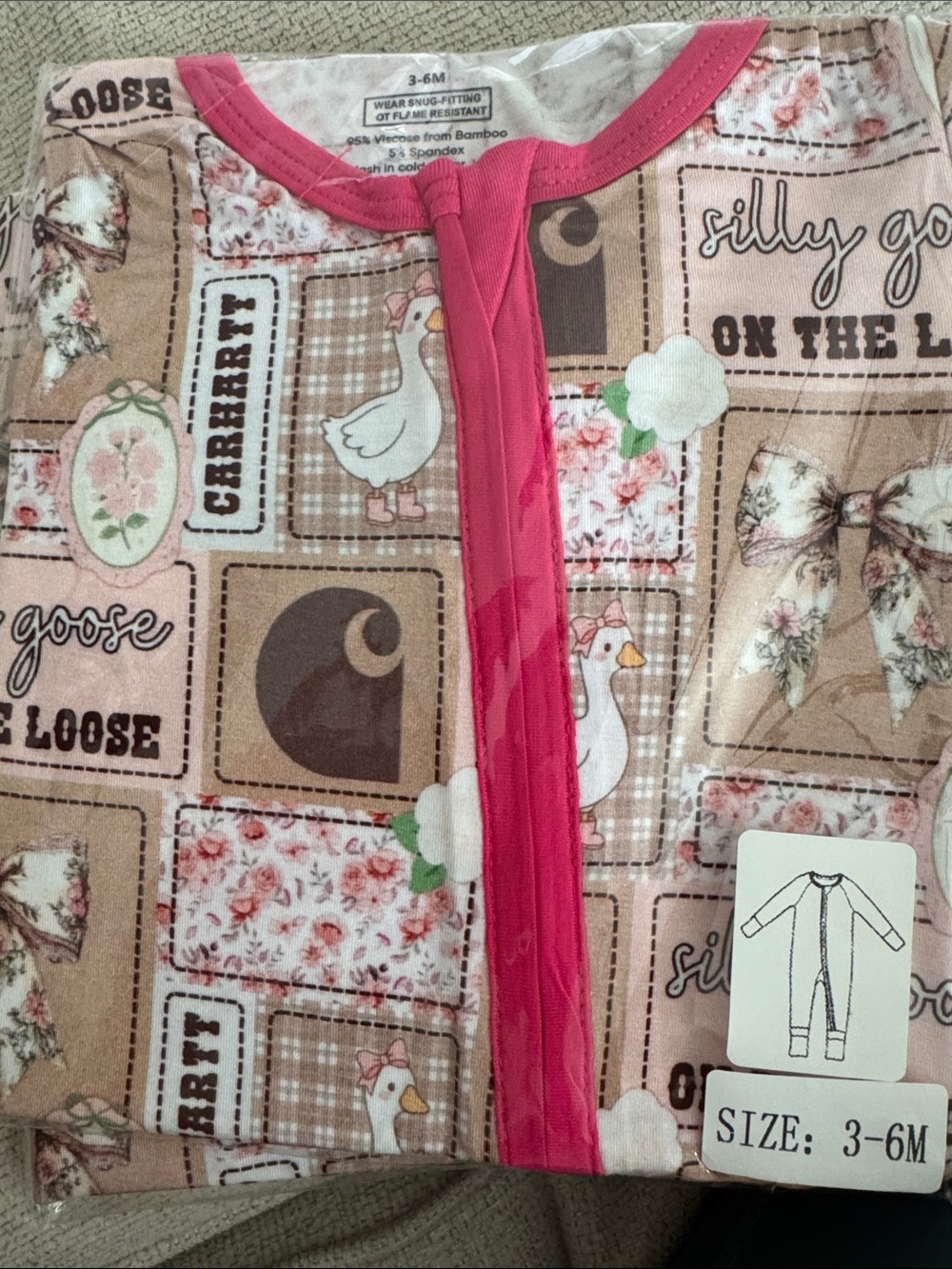 BAMBOO Pink & Brown Goose Patchwork Sleep Sack